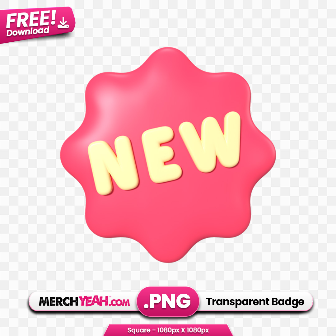 Light Pink Cartoon Style New Badge