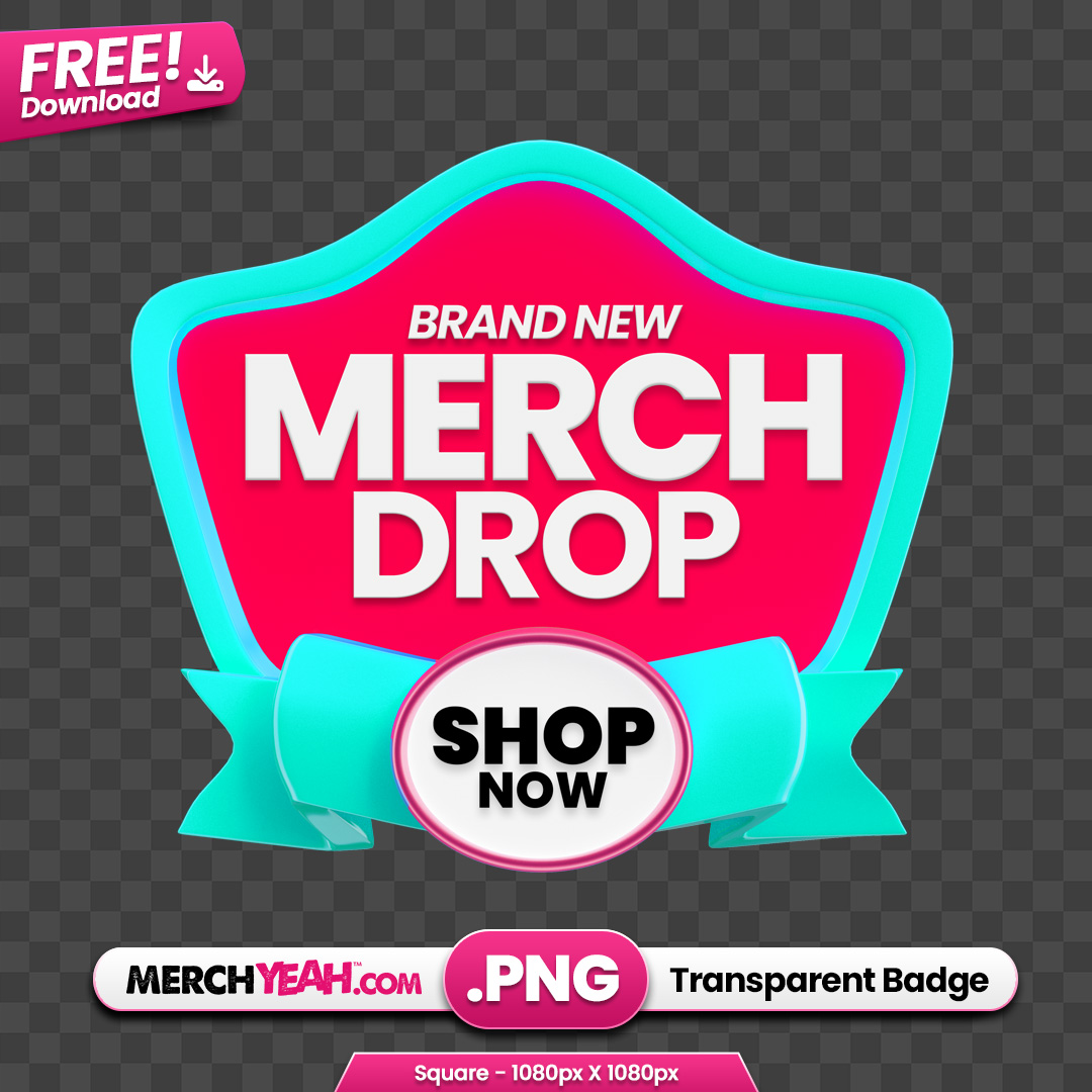 Fancy Pink and Blue Merch Drop Badge