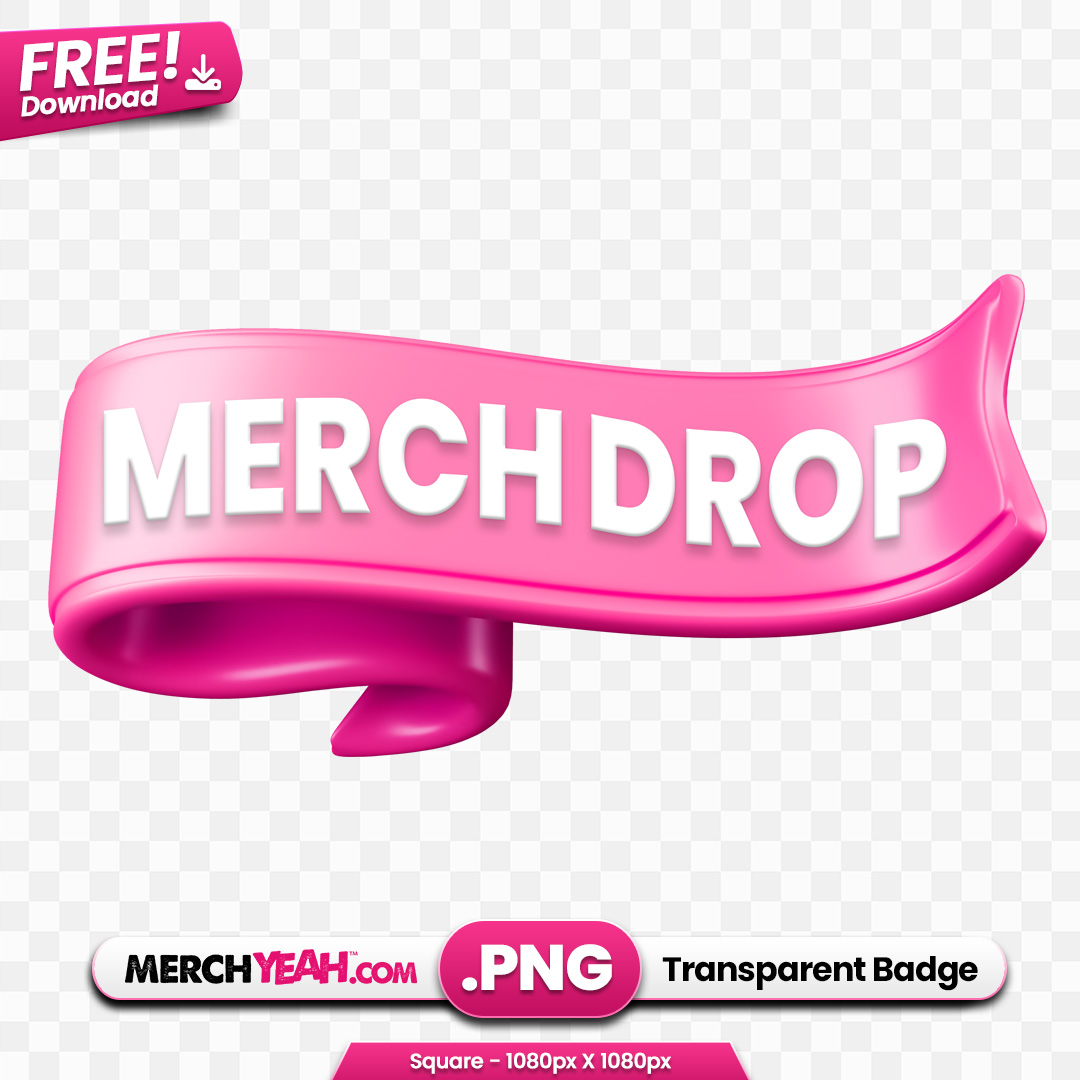 Pink Flowy Ribbon Merch Drop Badge