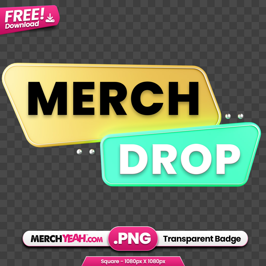 Retro Style Yellow and Seafoam Green Merch Drop Badge