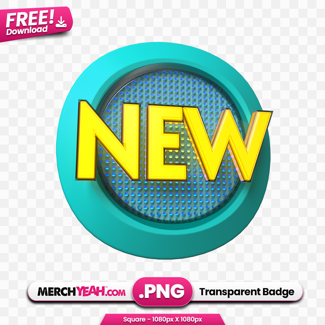 Teal and Yellow New Badge/Sticker