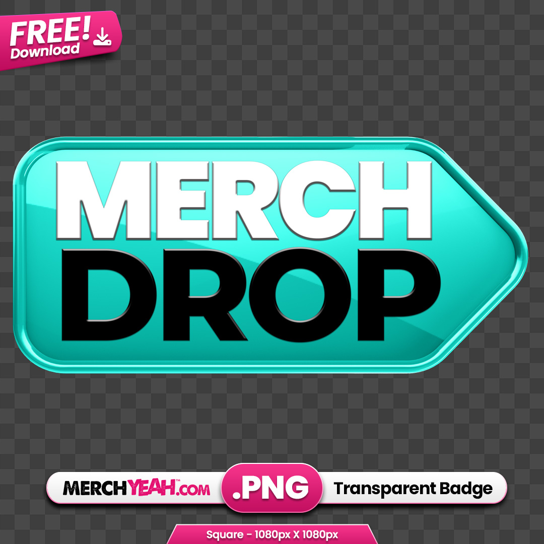 Teal Shopping Tag Merch Drop Badge
