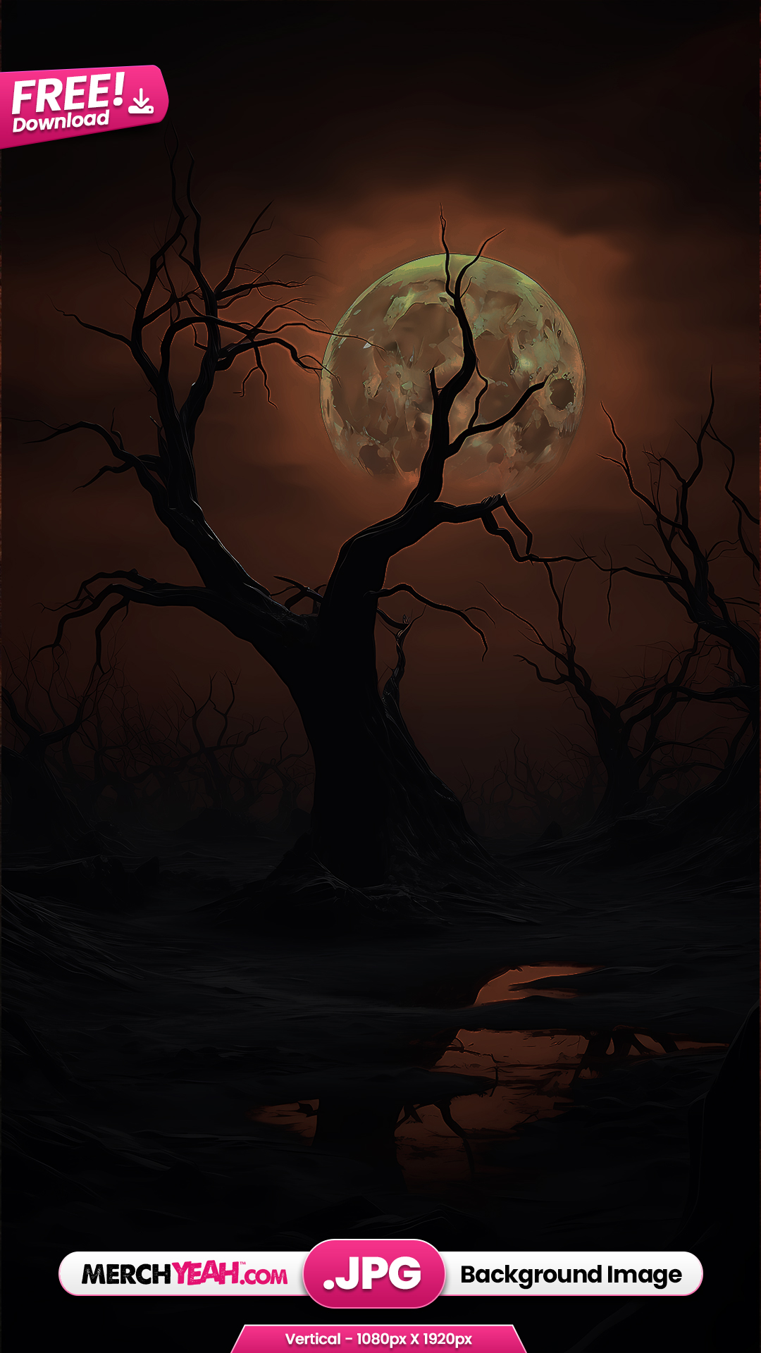 Orange Moon Tree Background